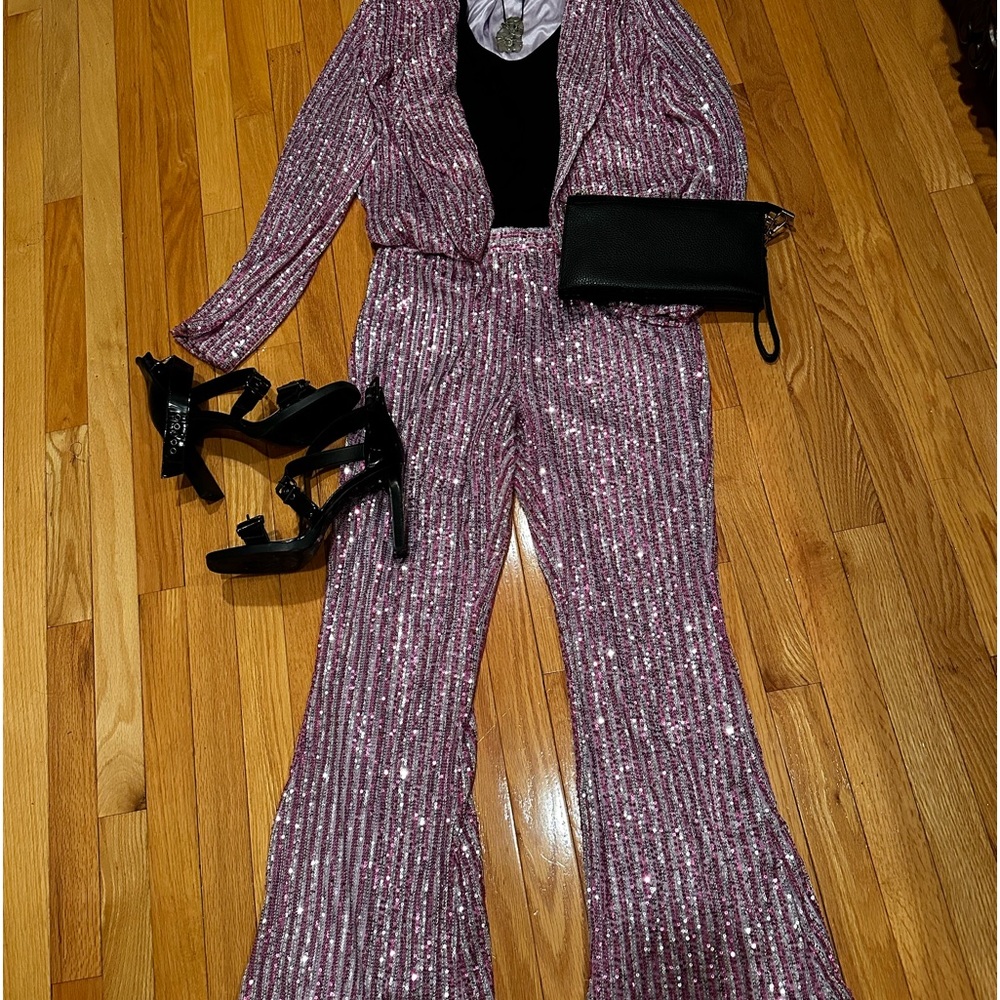 Main strip sequin pants